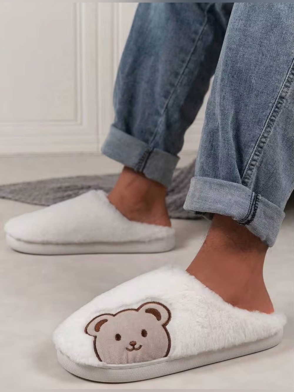 NWT [Shein] Teddy Bear Plush Sherpa Slippers Indoor Women’s 7.5 - 8.0